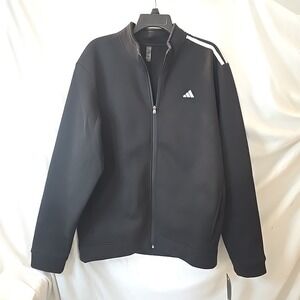 Adidas Men's 3 Stripes Fleece Jacket Full-zip Black Size L NWT